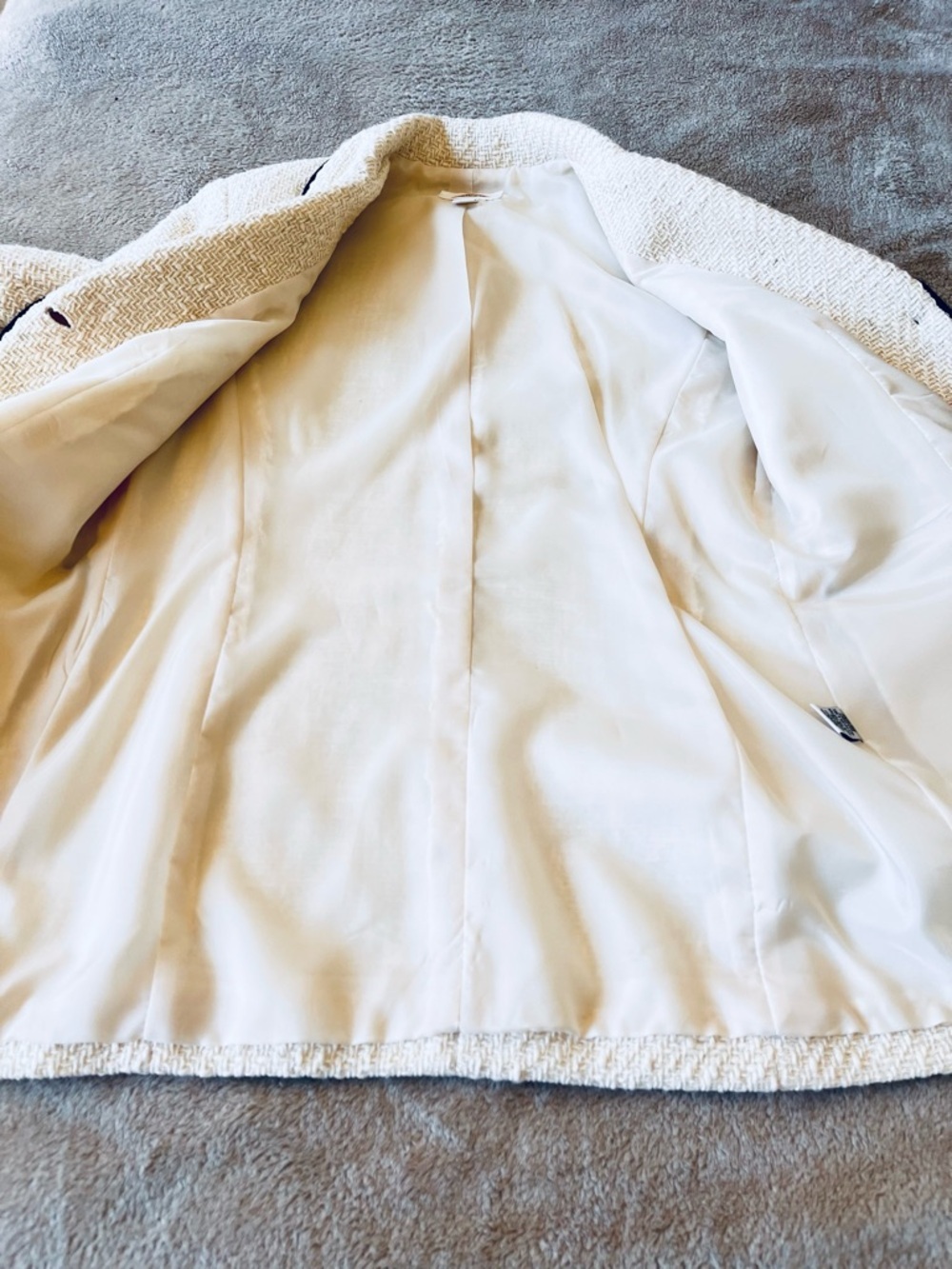 Talbots Cream Blazer Black Piping Trim Suit 8 Blazer Pencil Skirt Tween Jacket - Picture 14 of 15